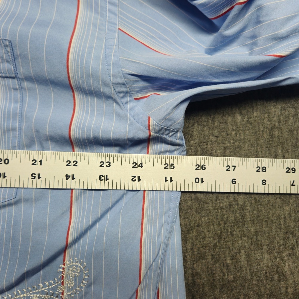 Tommy Hilfiger Button Down Shirt Mens XL Blue Striped Paisley Embroidered Cotton - Picture 5 of 10